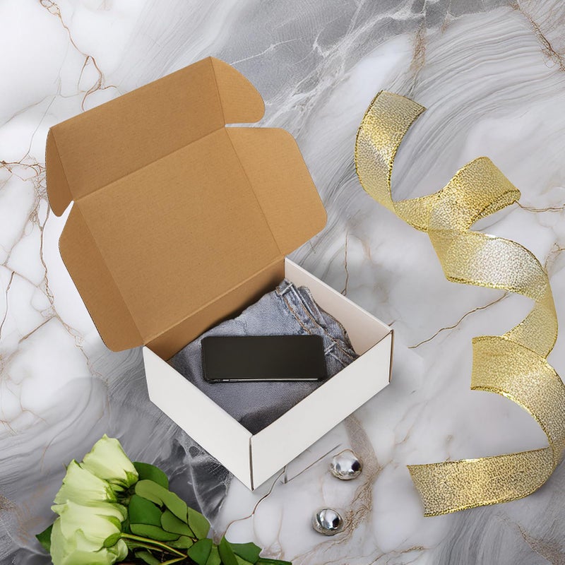 RLAVBL 10x8x4 Inches Shipping Boxes Set of 20, White Small Corrugated Cardboard Box, Mailer Boxes for Packing Small Business - Image 4